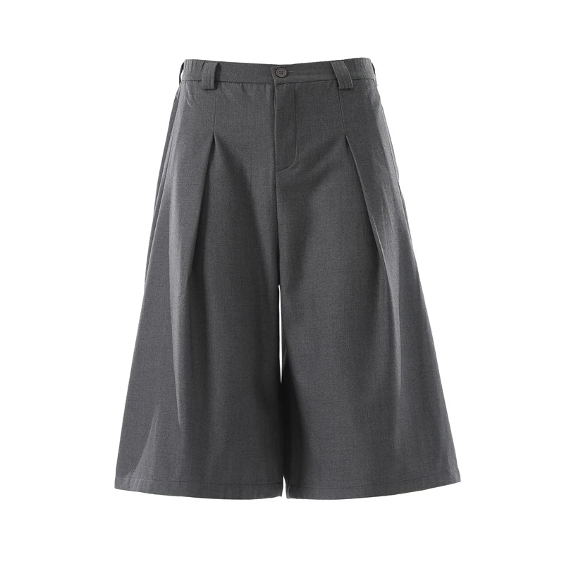 Men’s Japanese Streetwear Wide-Leg Shorts – Loose Fit Calf-Length Casual Suit Pants | Summer
