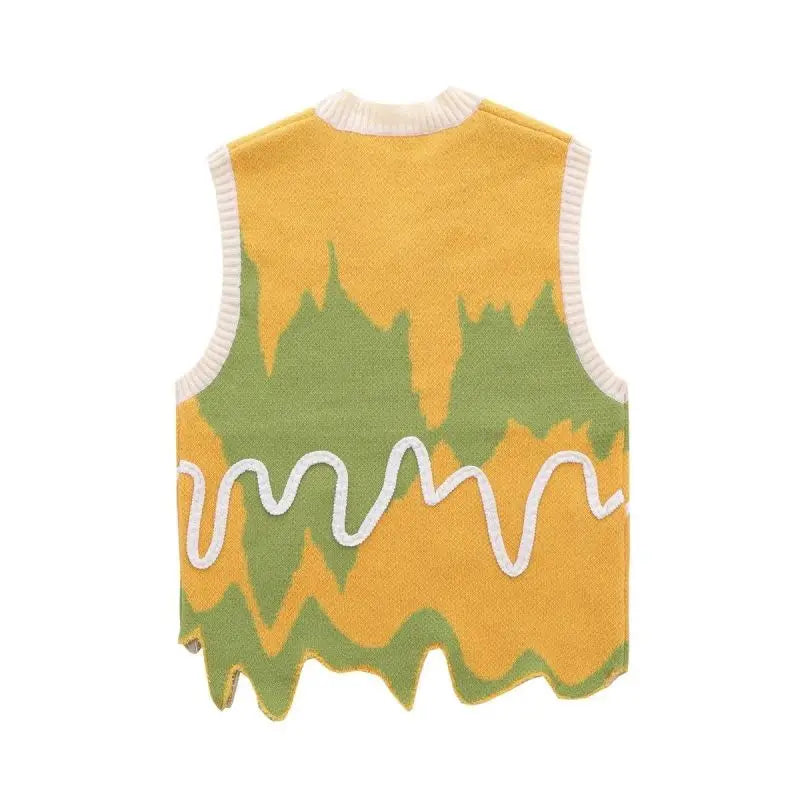Wavy Color Block Knitted Sweater