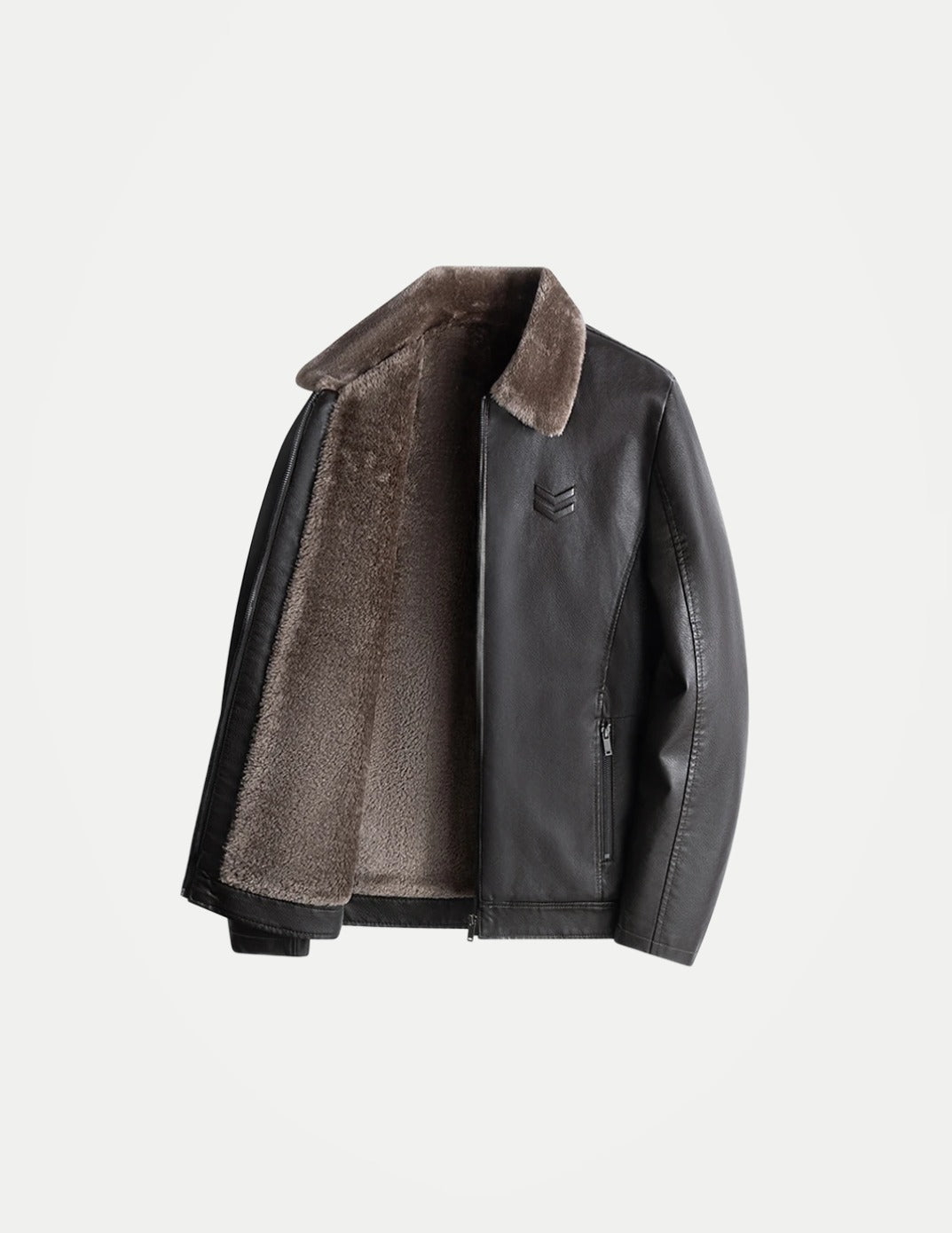 Men’s Fleece-Lined Leather Jacket – Autumn & Winter Business Casual Coat