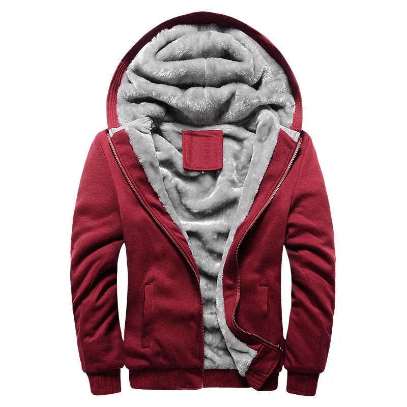 Men’s Winter Fleece Hoodie Jacket – Thick Warm Zipper Coat