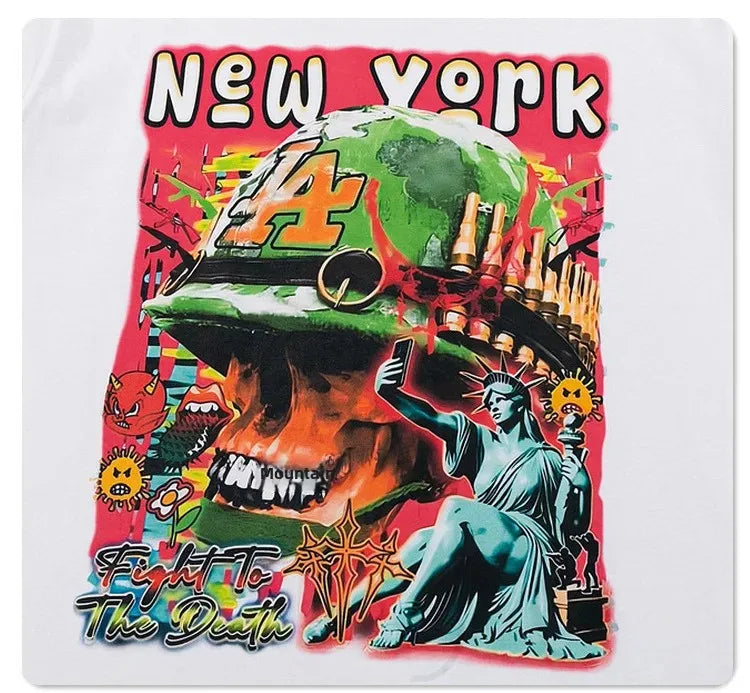Men's Skull Soldier Printed T-Shirt – Oversized Retro Streetwear Summer Tee