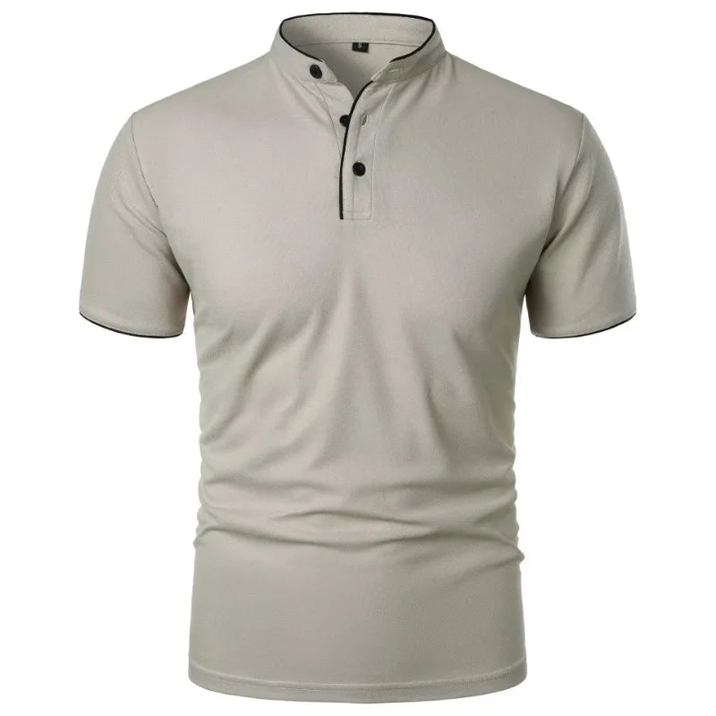 Men’s Casual Polo Shirt – Short Sleeve Solid Color Oversized Top | Breathable Relaxed Summer Streetwear