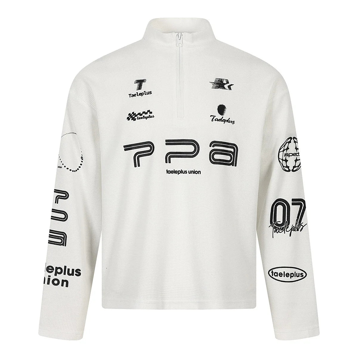 Unisex Waffle Pattern Long Sleeve T-Shirt – Half High Collar Printed Casual Sportswear, Fall 2026