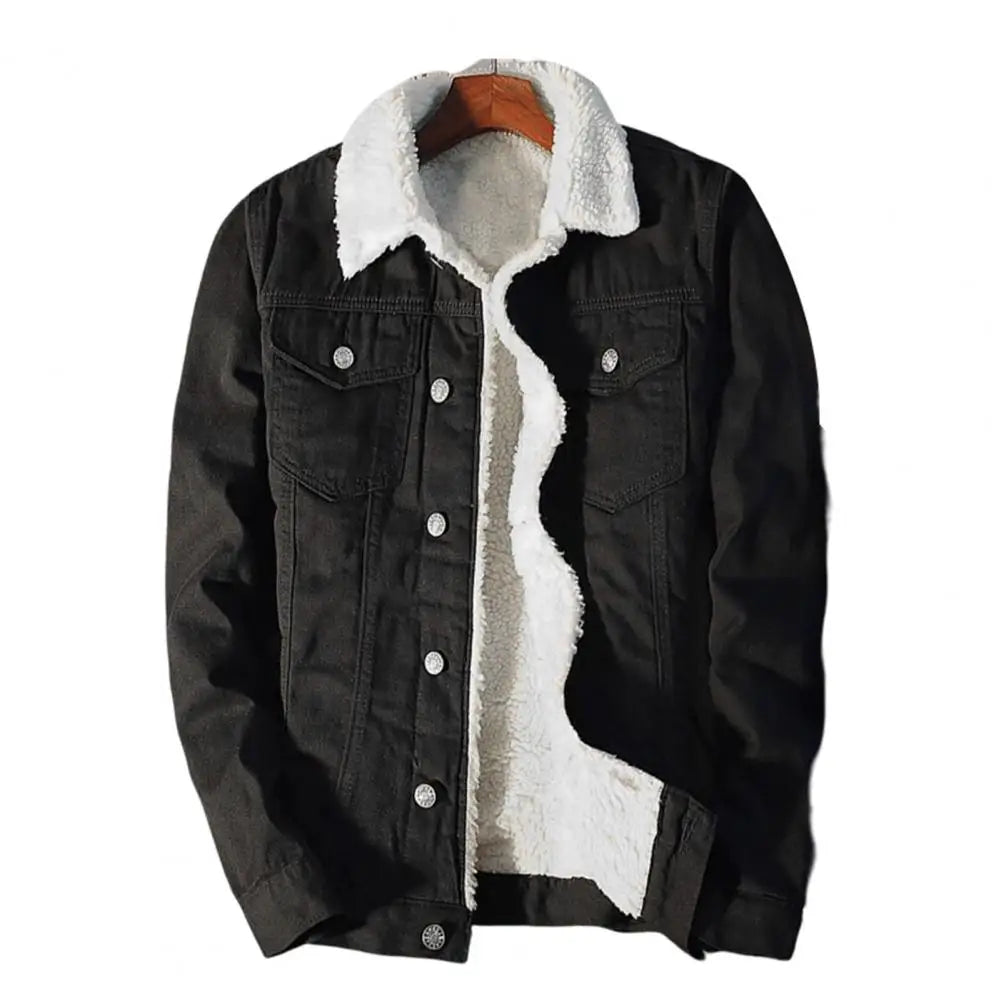 Men's Winter Fleece-Lined Denim Jacket – Thicken Warm Velvet Inner Coat