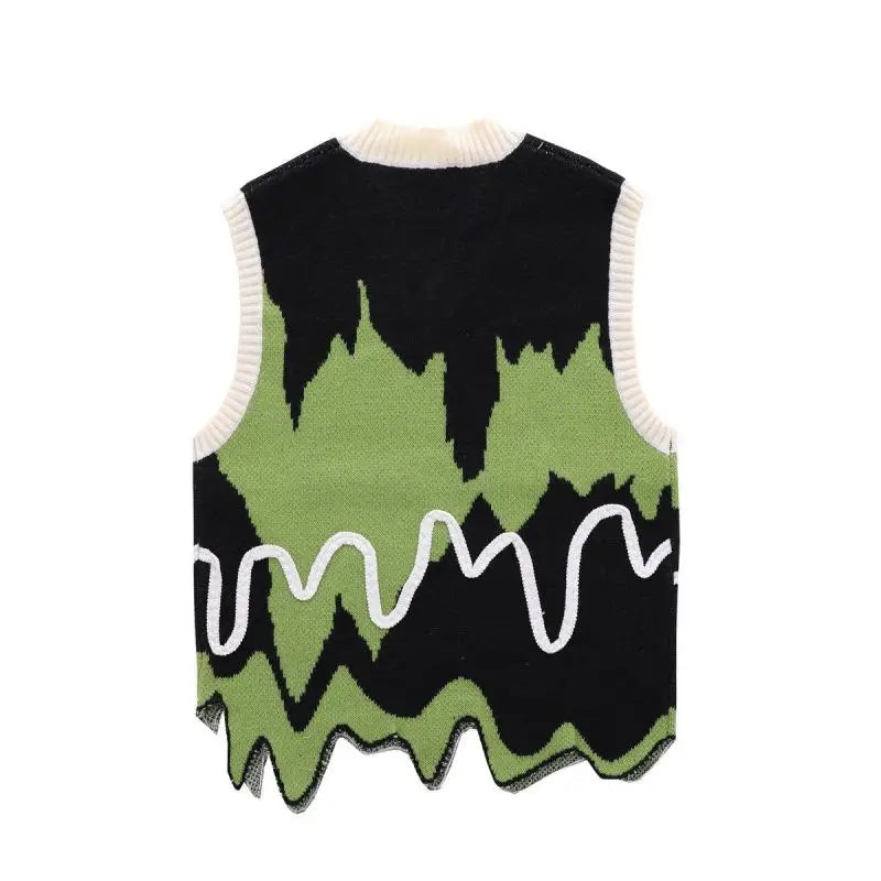 Wavy Color Block Knitted Sweater