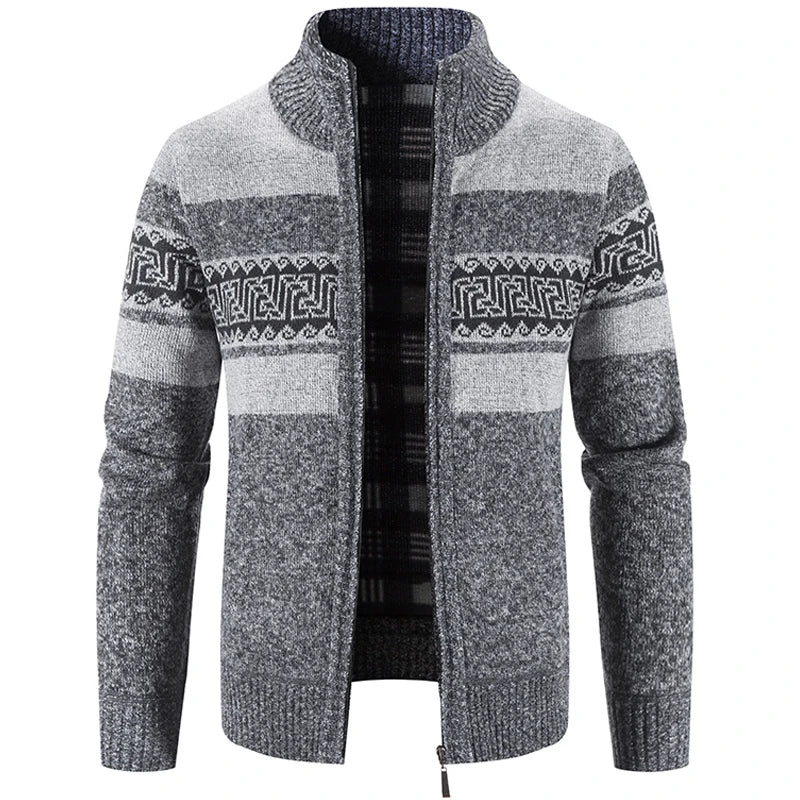 Men’s Korean Knit Cardigan – Stand Collar Casual Autumn/Winter Sweater