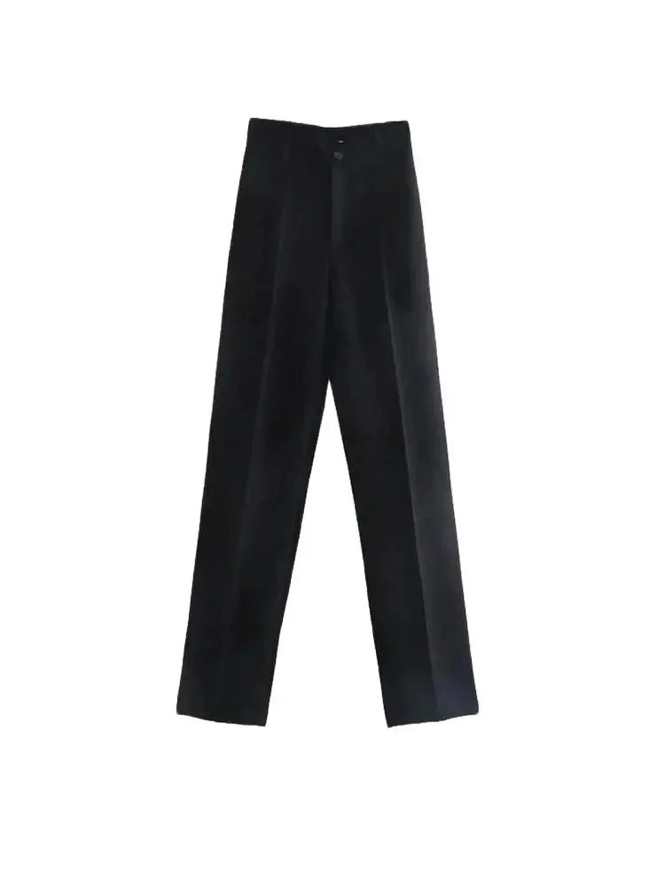 Women’s High-Waist Straight-Leg Trousers – Vintage Office Pants with Zipper Fly | Chic Casual Workwear