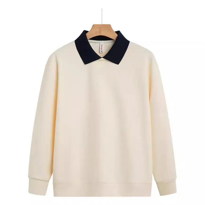Men’s Color Block Collared Sweatshirt – Autumn Winter Casual Workwear Top