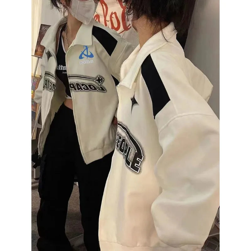 Women Y2K Oversized Sweatshirts Retro Korean Letter Print