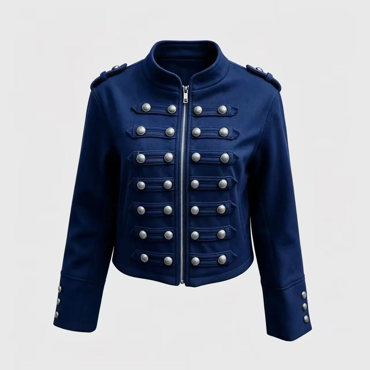 Women’s Cropped Stand Collar Jacket – Casual Button-Up Long Sleeve Streetwear Coat, Harajuku Autumn/Winter Outerwear