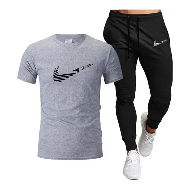 Men's Sports T-Shirt & Pants Set – 2 Piece Breathable Jogging Suit