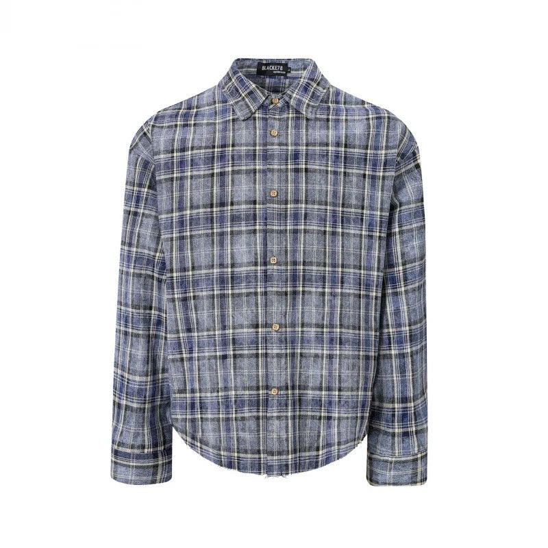 Men's American Style Plaid Shirt – High Street Casual Long Sleeve Top