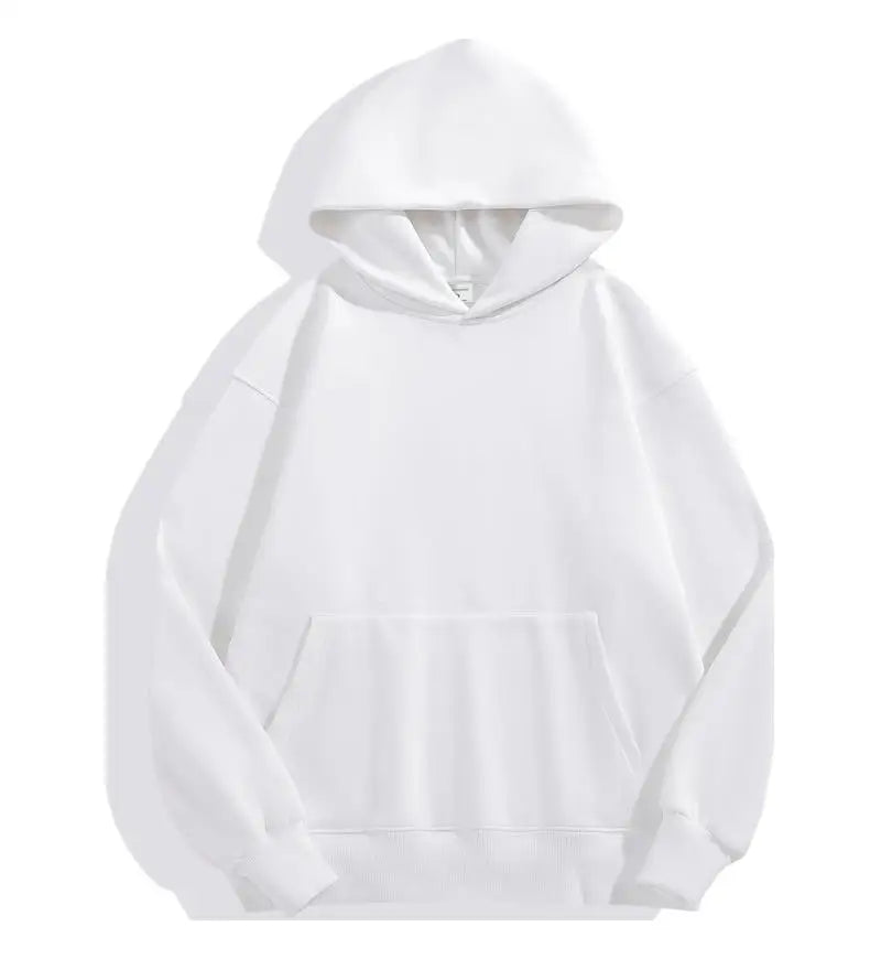Men's 500 GSM Heavyweight Cotton Hoodie – Solid Color Casual Winter Sweatshirt