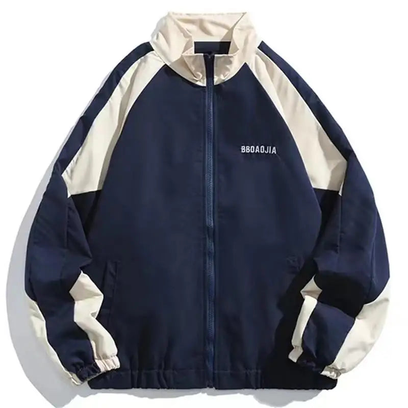 Men’s Reflective Striped Windbreaker Jacket – Hip Hop Streetwear Zip-Up Harajuku Sports Coat
