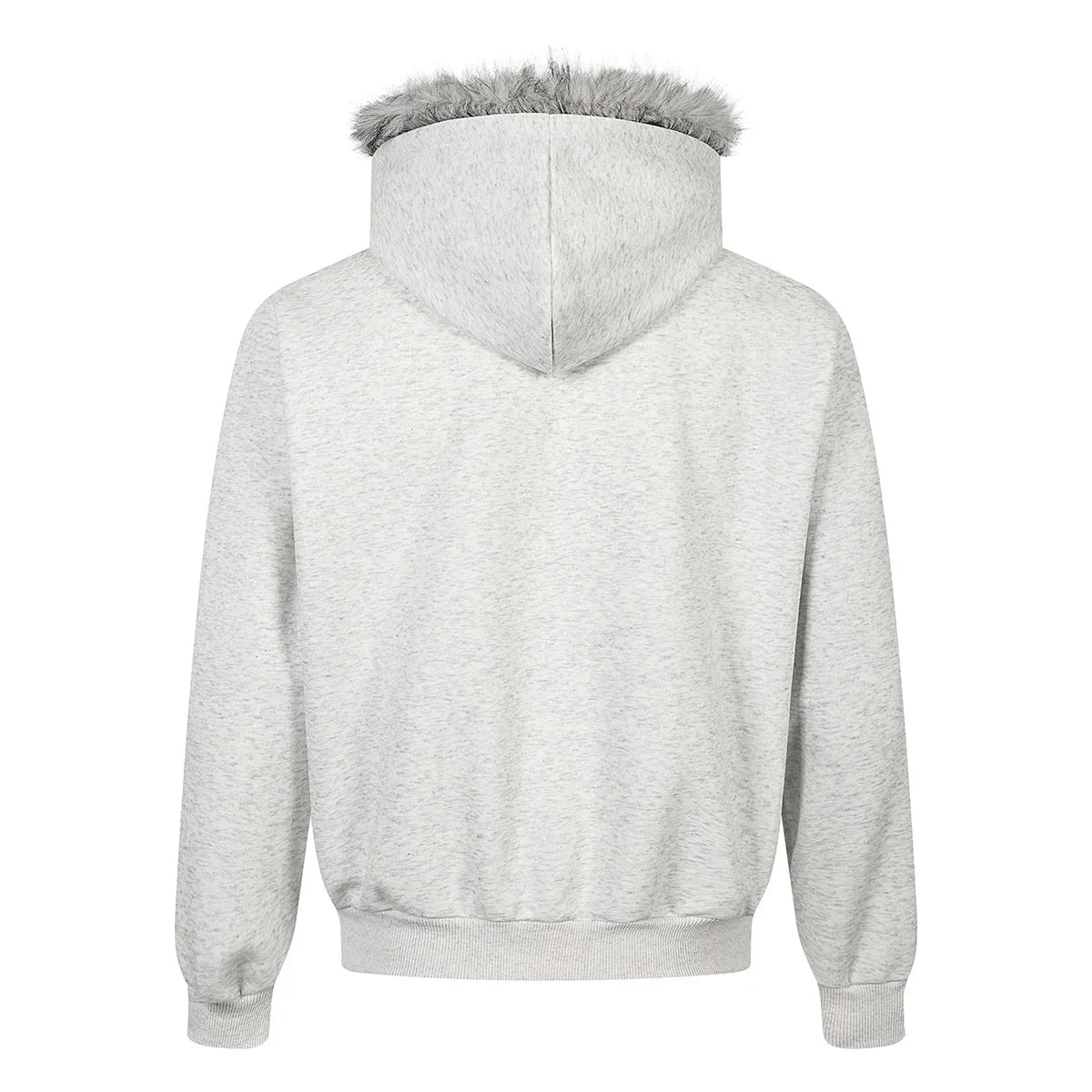 Unisex Retro Printed Hooded Jacket – Loose-Fit Long Sleeve Coat with Faux Fur Collar