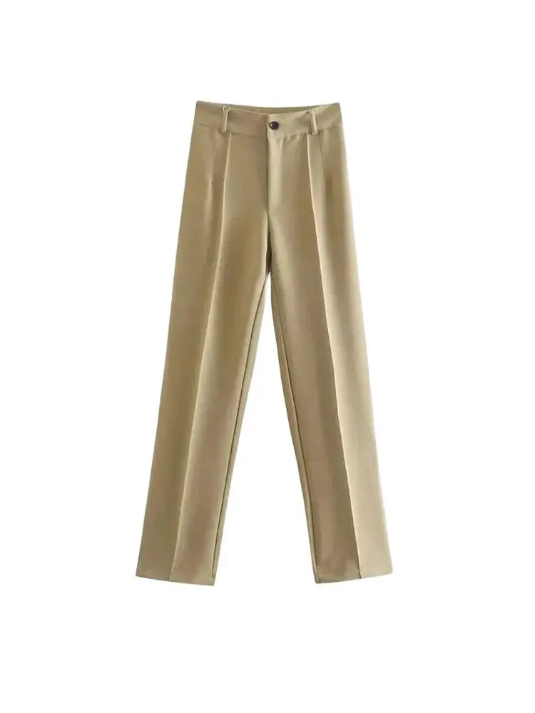 Women’s High-Waist Straight-Leg Trousers – Vintage Office Pants with Zipper Fly | Chic Casual Workwear