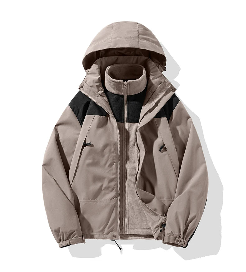 Unisex 3-in-1 Outdoor Jacket – Waterproof & Breathable Warm Winter Coat for Camping, Hiking & Skiing