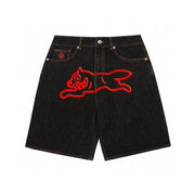 Y2K Hip-Hop Printed Denim Shorts – Harajuku Gothic Streetwear