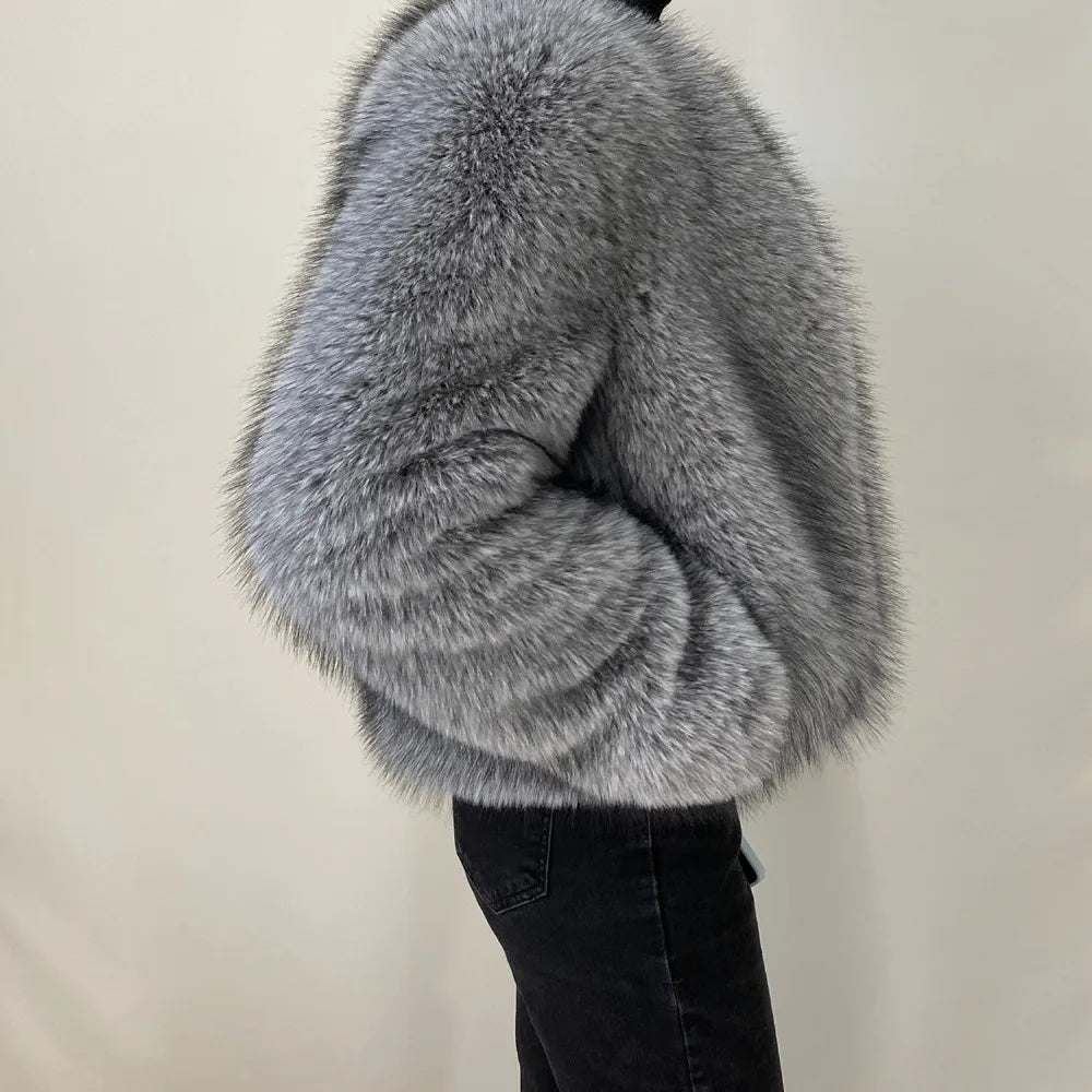 Women’s Luxury Faux Fur Jacket – Fluffy Short Winter Coat, Chic Street Fashion Outerwear
