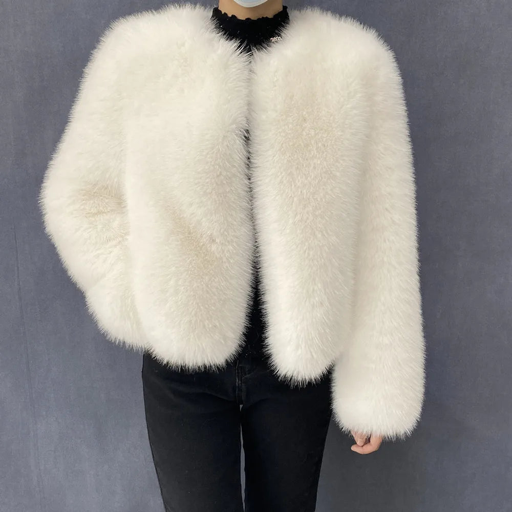 Women’s Luxury Faux Fur Jacket – Fluffy Short Winter Coat, Chic Street Fashion Outerwear