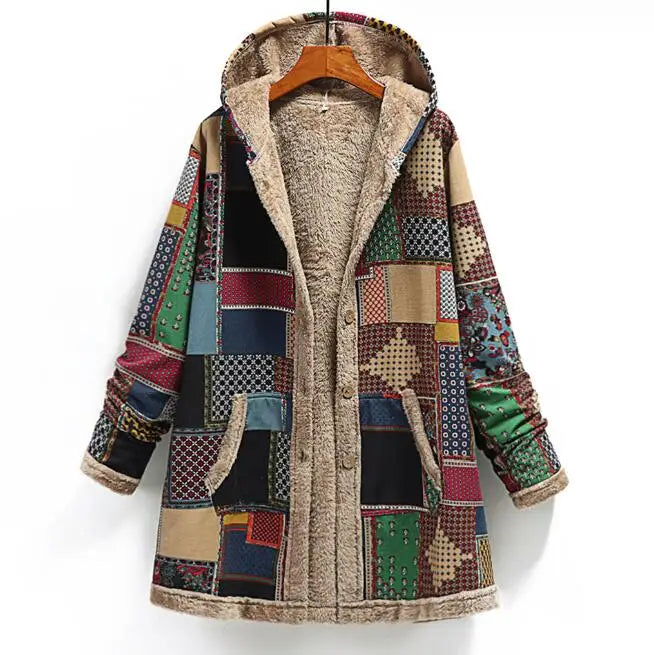 **Women’s Winter Padded Coat | Warm Velvet-Lined Hooded Jacket with Long Sleeves & Zipper Closure | Cozy 4XL Outerwear**