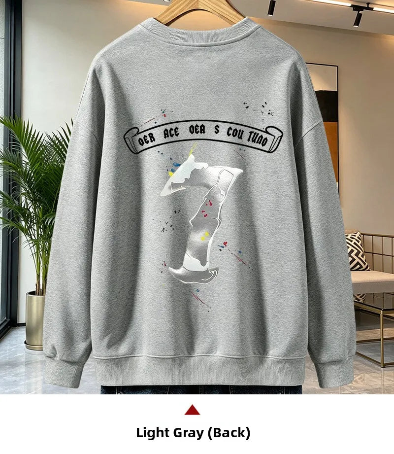Men’s Casual Cotton Sweatshirt – Loose Fit Crew Neck Pullover | American Campus Style
