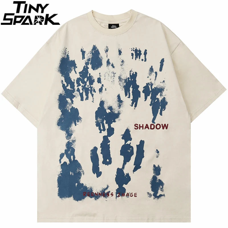 Men’s Hip Hop Graphic T-Shirt – Shadow Letter Print | Cotton Streetwear Tee