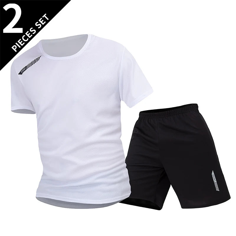 Men's 2-Piece Quick-Dry Sports Suit – Breathable T-Shirt & Shorts Set