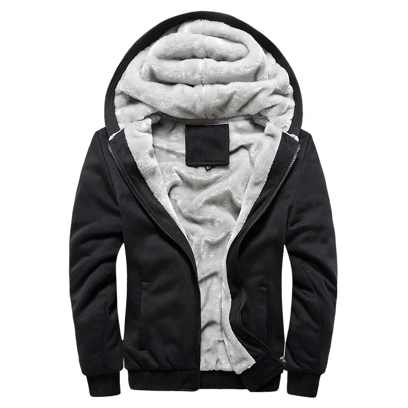 Men’s Winter Fleece Hoodie Jacket – Thick Warm Zipper Coat