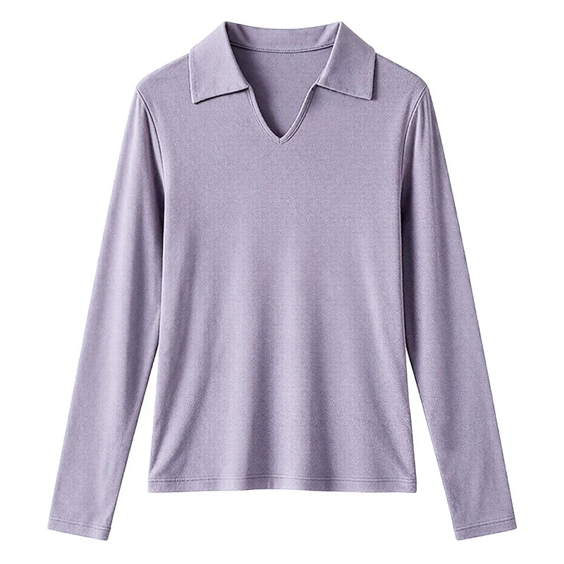 Women’s Striped Polo Shirt – Slim Fit Long Sleeve Y2K Casual Top