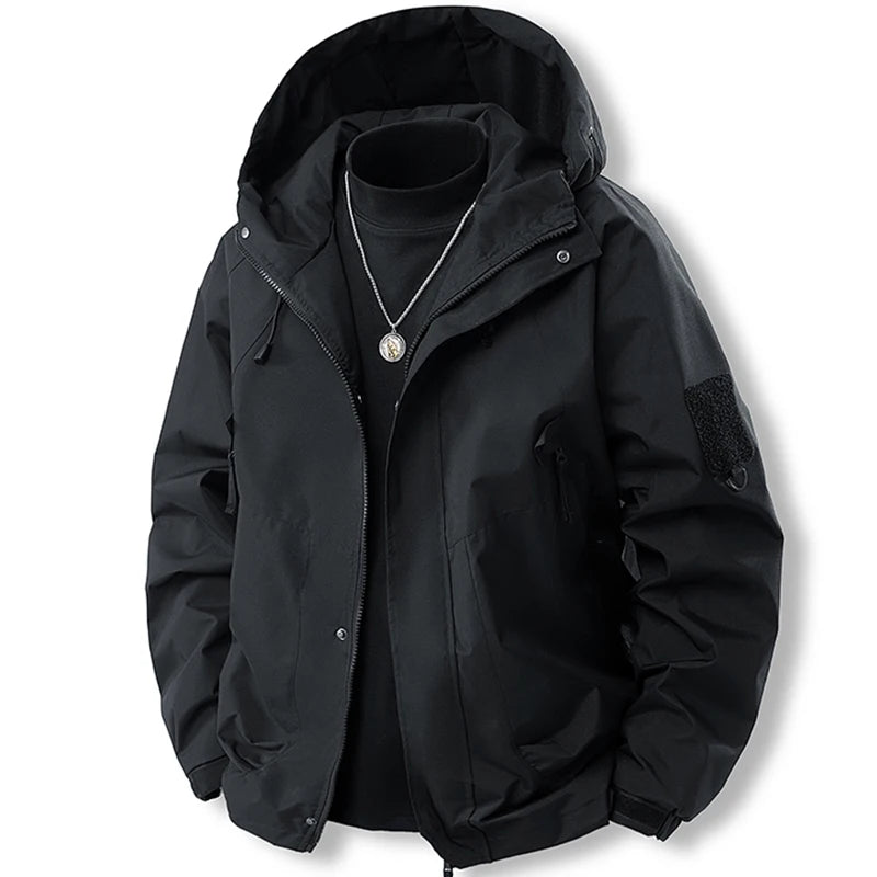 Men’s Outdoor Hooded Jacket – Waterproof Hiking & Camping Windbreaker