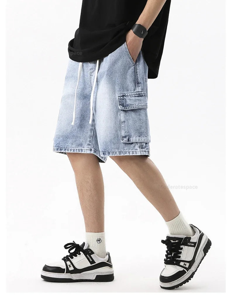 Men's Summer Denim Shorts – Loose Straight Leg Multi-Pocket Casual