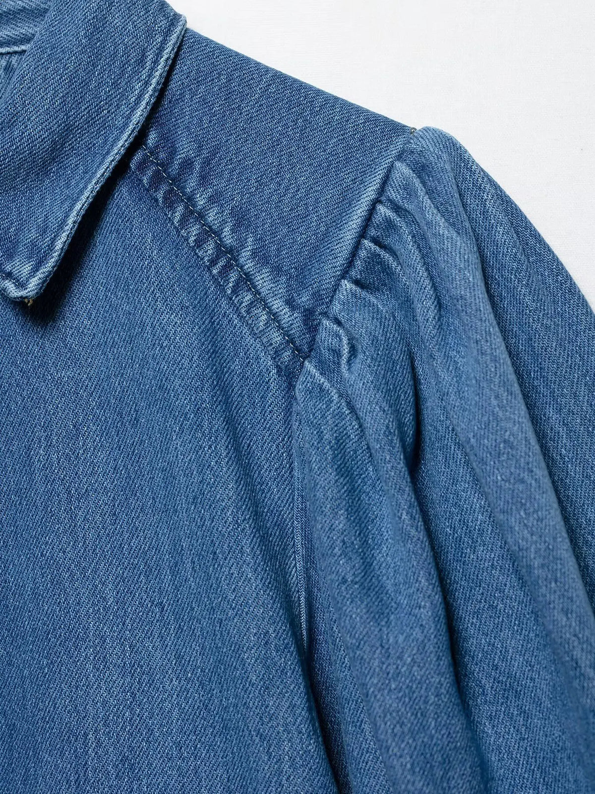 Women’s Casual Denim Blouse – Loose Fit Collar Shirt