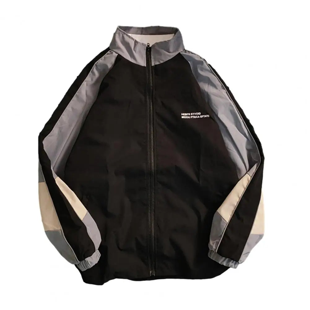 Unisex Korean Varsity Jacket – High Street Letter Print Patchwork Windbreaker, Lightweight College Jacket