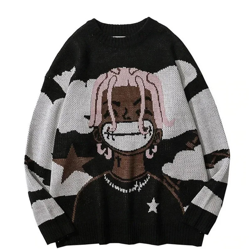 Women’s Y2K Punk Sweater – Loose-Fit O-Neck Jumper | Autumn & Winter Streetwear Knit Top