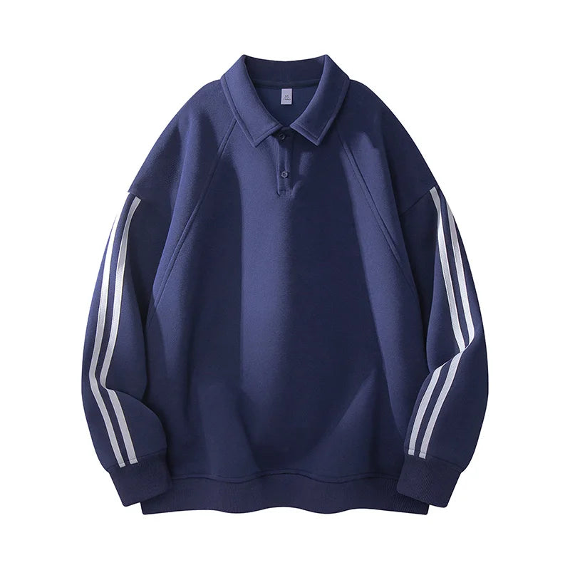 Men’s Striped Patchwork Sweatshirt – Cotton Pullover | Casual Fall Streetwear