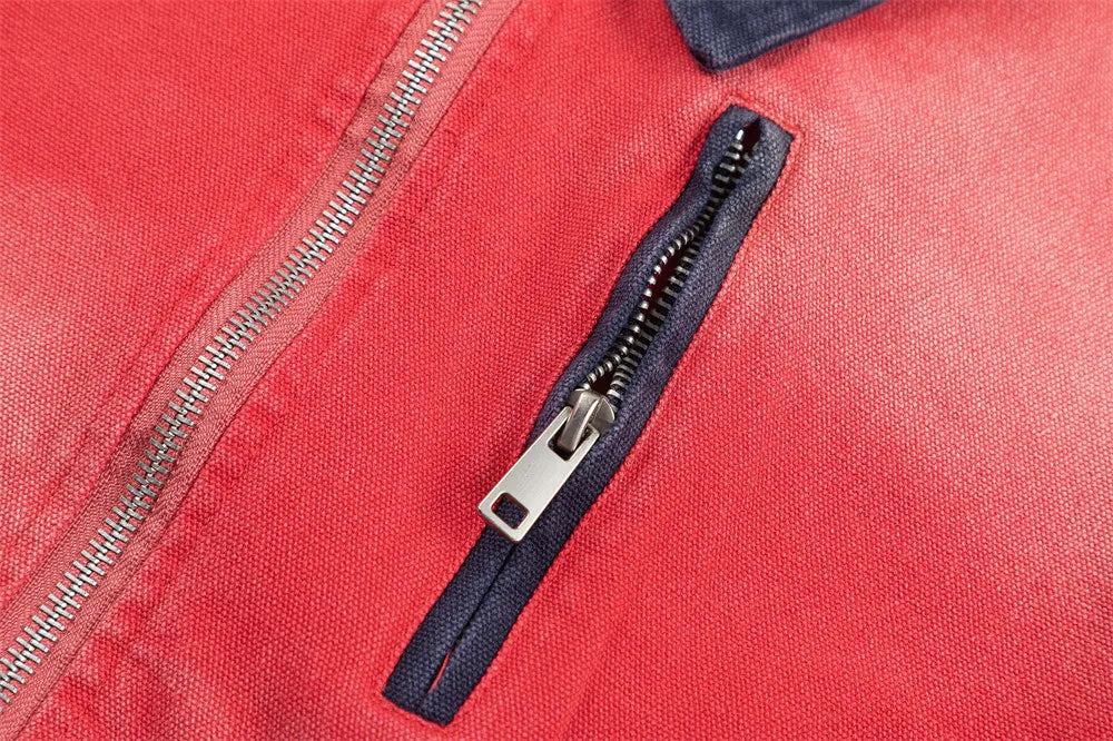 Block Cargo Jacket Mens Ripped Spring Retro High Street Long Sleeve Outerwear Men