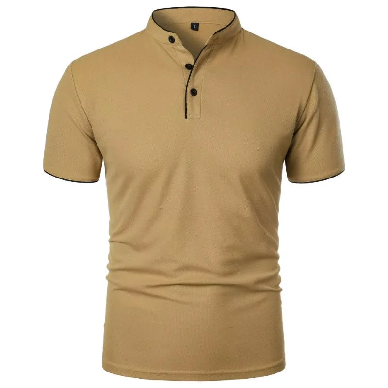 Men’s Casual Polo Shirt – Short Sleeve Solid Color Oversized Top | Breathable Relaxed Summer Streetwear