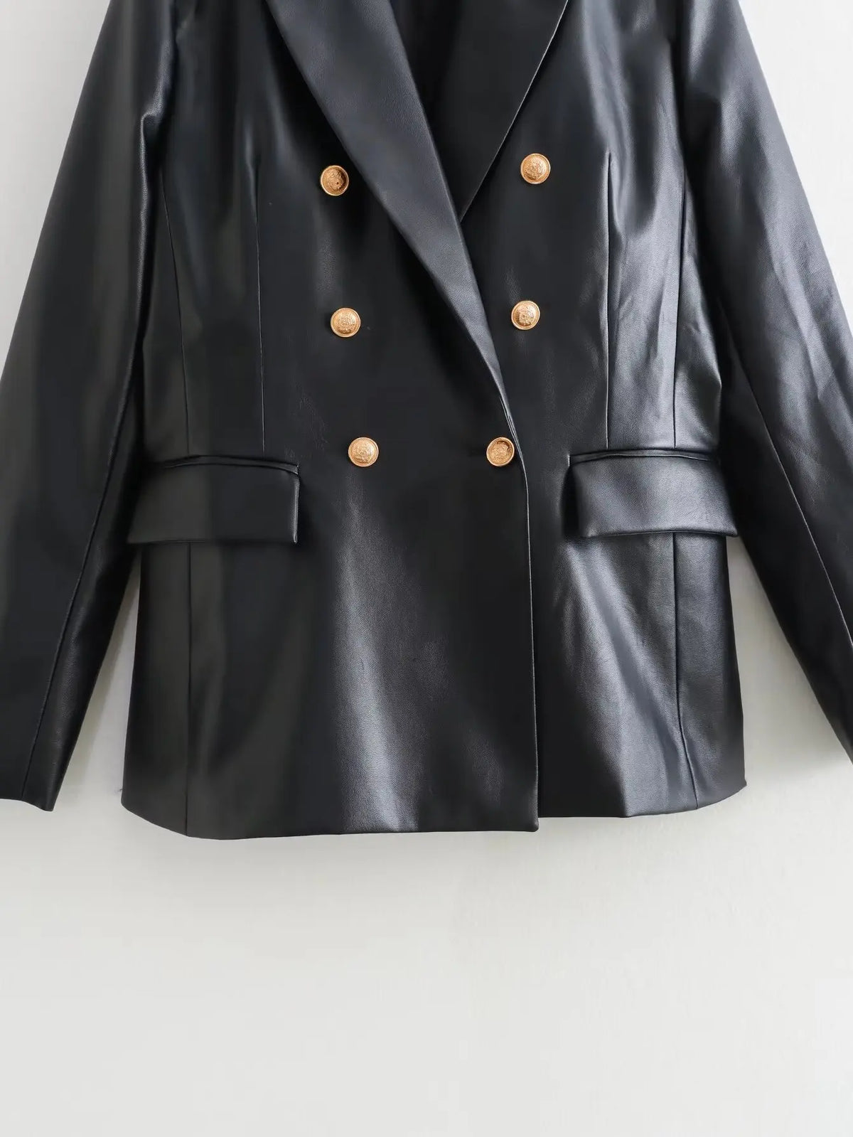 Women’s Premium Leather-Look Blazer – Elegant Long-Sleeve Suit Jacket | Versatile Autumn Fashion