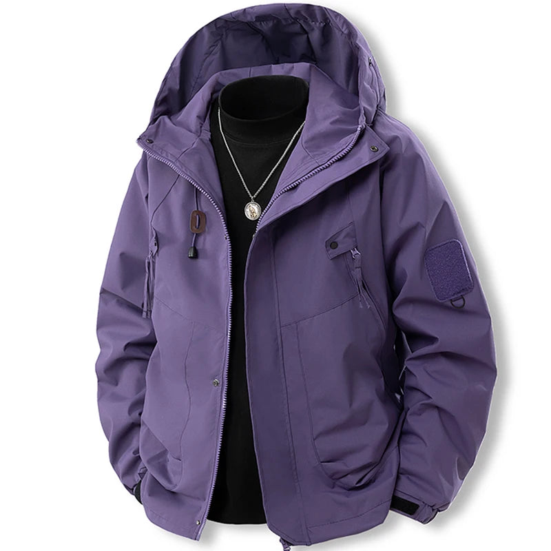Men’s Outdoor Hooded Jacket – Waterproof Hiking & Camping Windbreaker