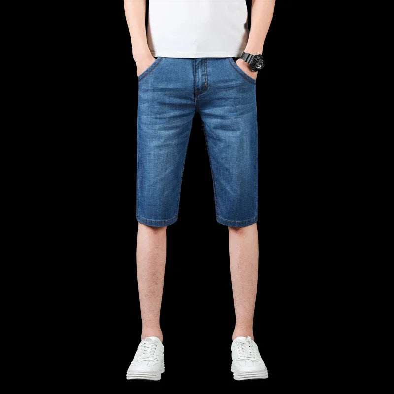 Men's Casual Knee-Length Denim Shorts – Loose Multi-Pocket Straight-Cut Summer Jorts