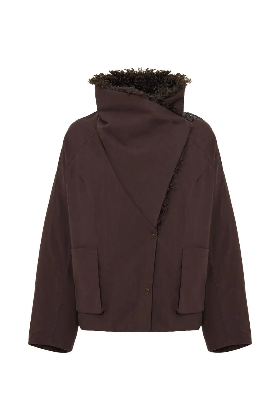 Laur Women’s Oversized Faux Fur Jacket – Short Loose Coat with Curly Fur Collar, Casual Autumn & Winter Outerwear