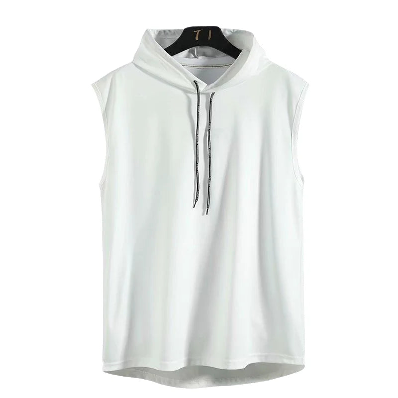Men's Sleeveless Hooded Tank Top – Gym Bodybuilding Sports Vest