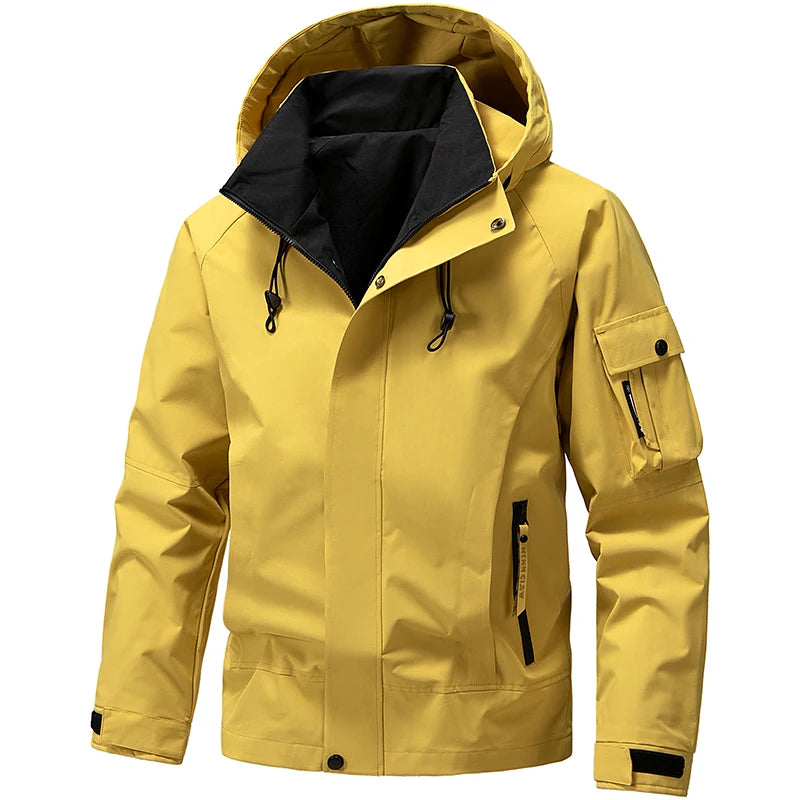 Men’s Softshell Windbreaker Jacket – Lightweight Hooded Waterproof Outdoor Coat for Hiking, Camping & Travel