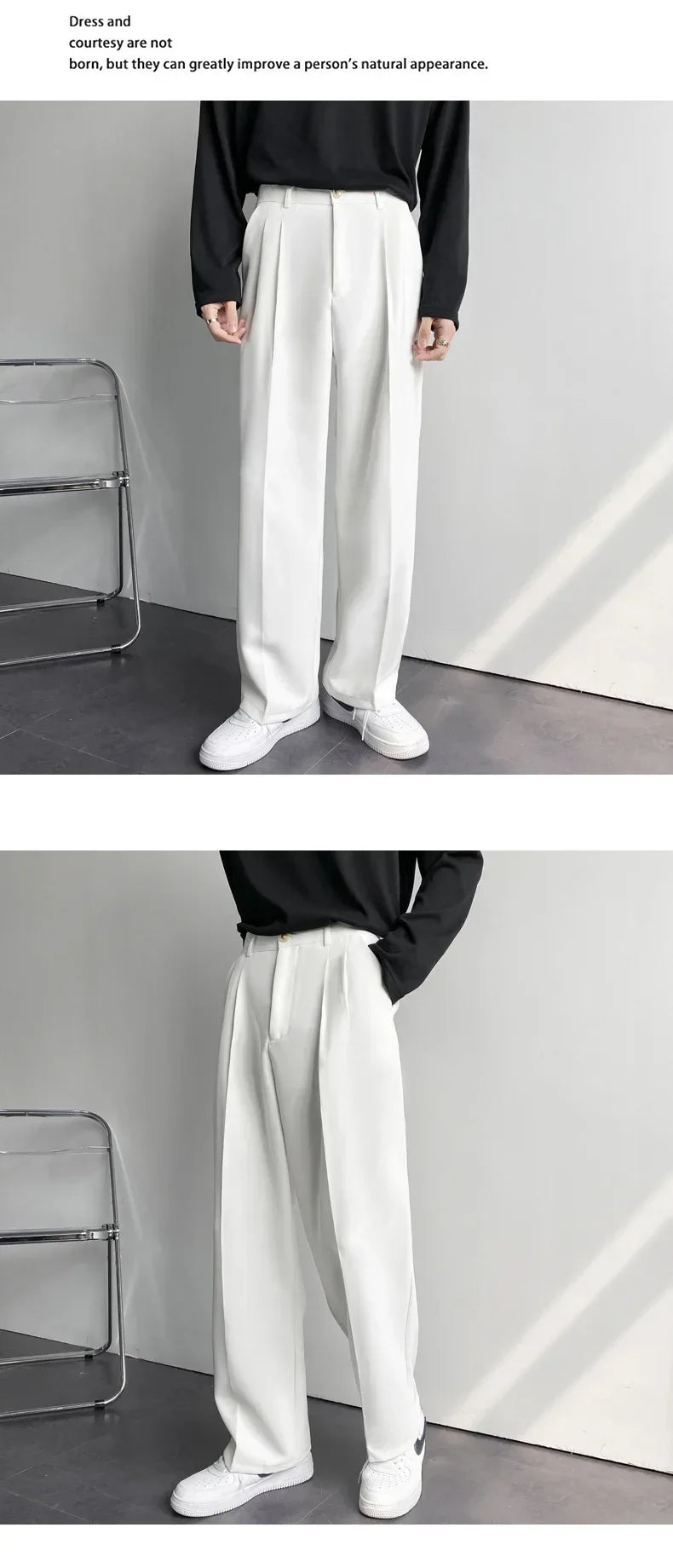 Men's Korean Drape Straight Casual Trousers – Loose Fit Smart-Casual Street Suit Pants