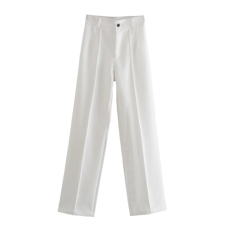 Women’s High-Waist Straight-Leg Trousers – Vintage Office Pants with Zipper Fly | Chic Casual Workwear