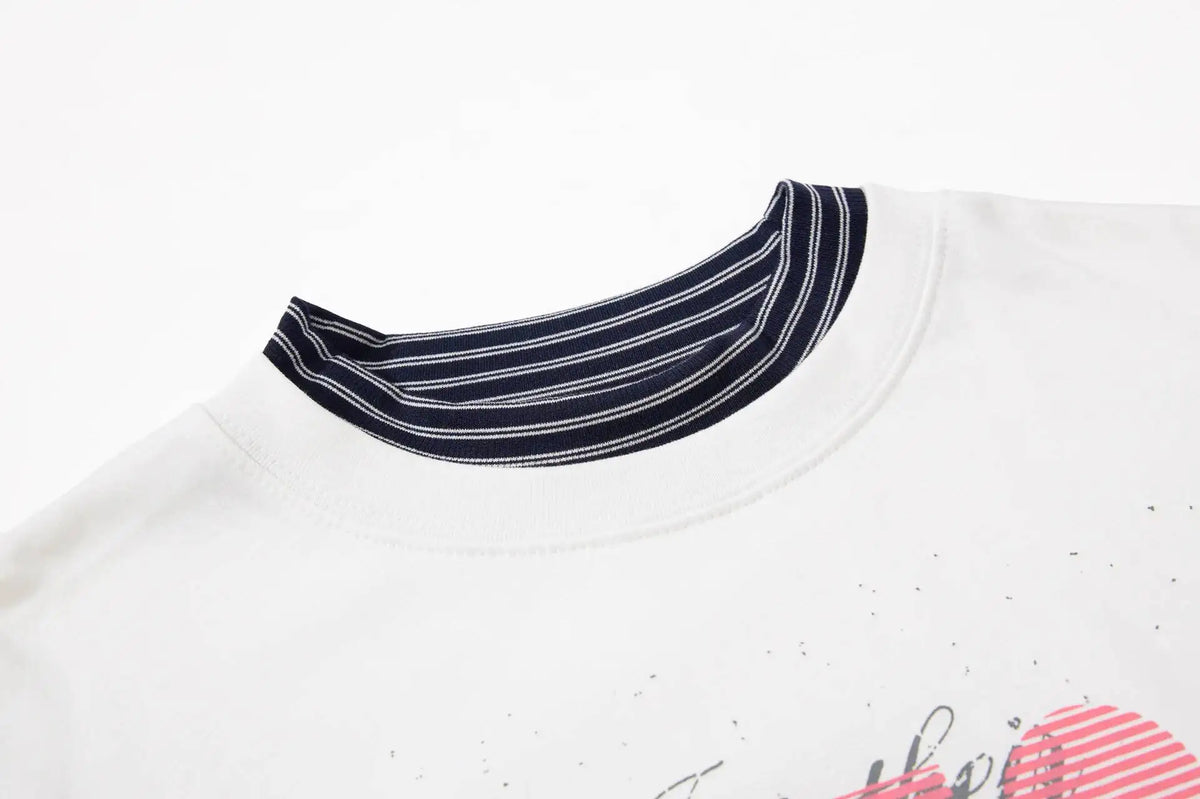 Men’s Retro Striped Long Sleeve T-Shirt – Round Neck Faux Layered Top | American Casual Streetwear