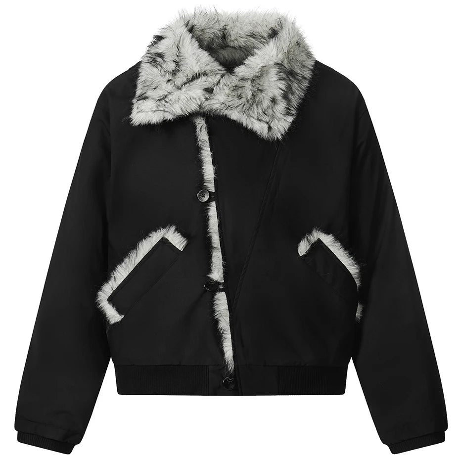 Men Winter Jackets Fur Collar Parkas Coat Vintage Oversized Fleece Warm Jackets