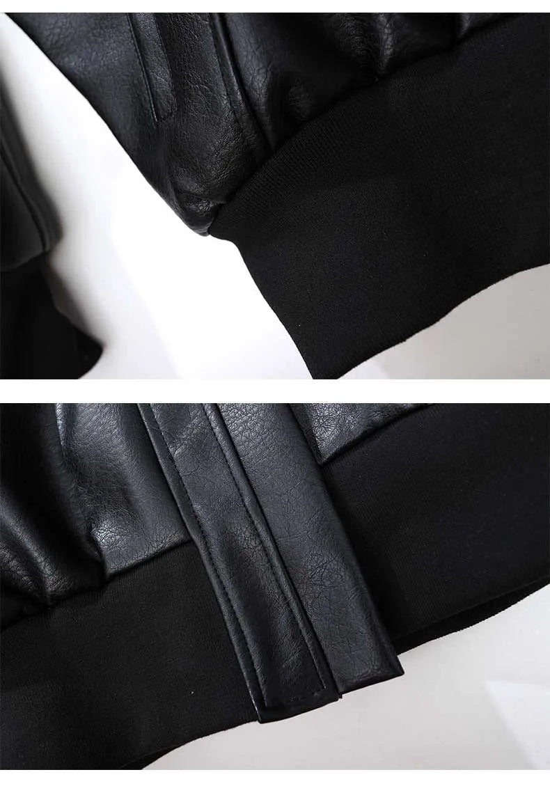 Men’s American-Style Leather Jacket – Baseball Collar Silk-Lined Bomber | Loose-Fit Spring Casual Outerwear