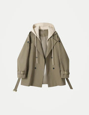 Women’s Double-Breasted Trench Coat – Belted Loose Fit Spring/Autumn Jacket